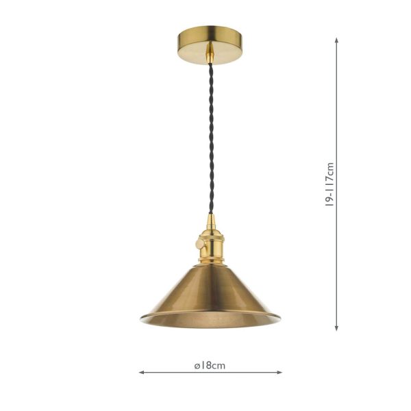 Hadano 1 Light Pendant Natural Brass C/W Aged Brass Shade - Image 2