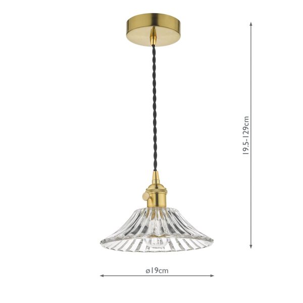 Hadano 1 Light Pendant Natural Brass C/W Flared Glass Shade - Image 3