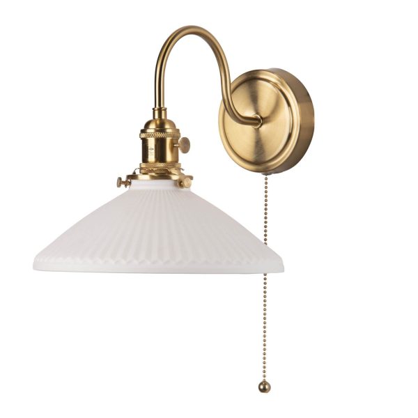 Hadano Wall Light Natural Brass & Ceramic Shallow Shade - Image 2