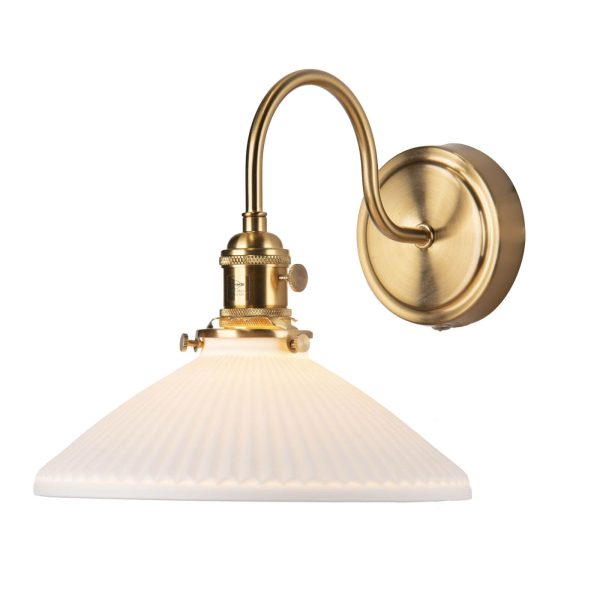 Hadano Wall Light Natural Brass & Ceramic Shallow Shade - Image 3