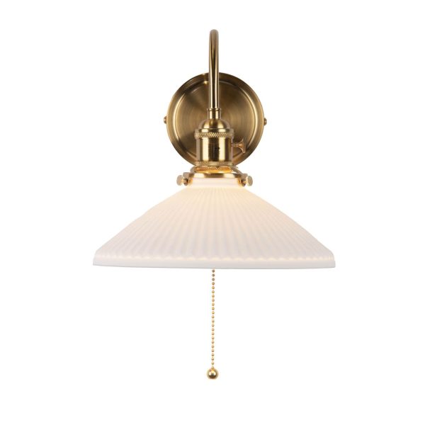 Hadano Wall Light Natural Brass & Ceramic Shallow Shade - Image 4