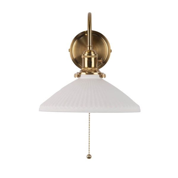 Hadano Wall Light Natural Brass & Ceramic Shallow Shade - Image 5