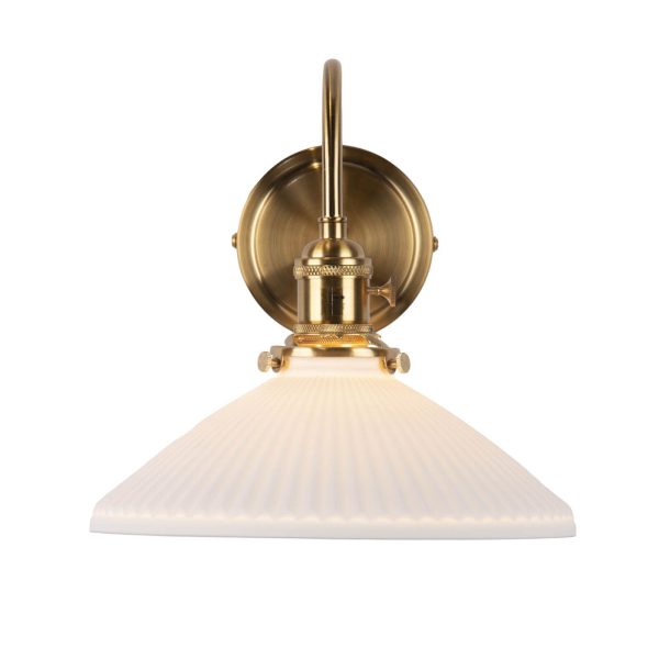 Hadano Wall Light Natural Brass & Ceramic Shallow Shade - Image 6