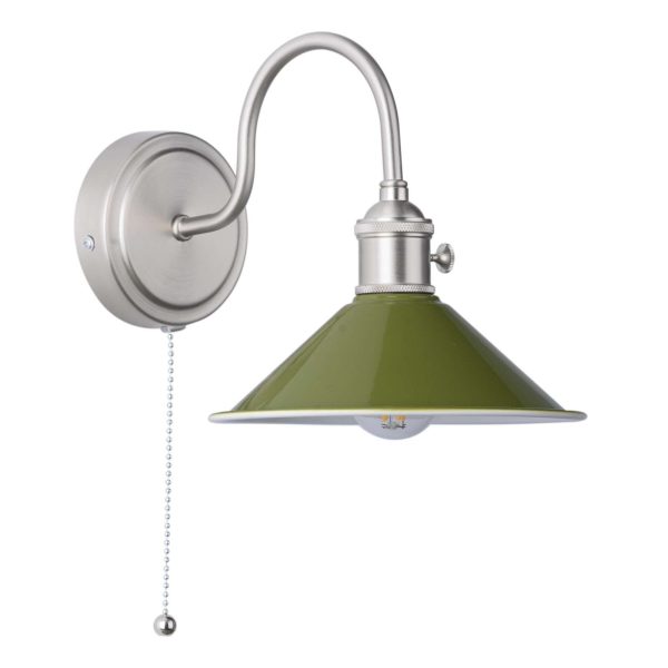 Hadano Wall Light Antique Chrome With Olive Green Shade - Image 2