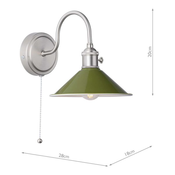 Hadano Wall Light Antique Chrome With Olive Green Shade - Image 3