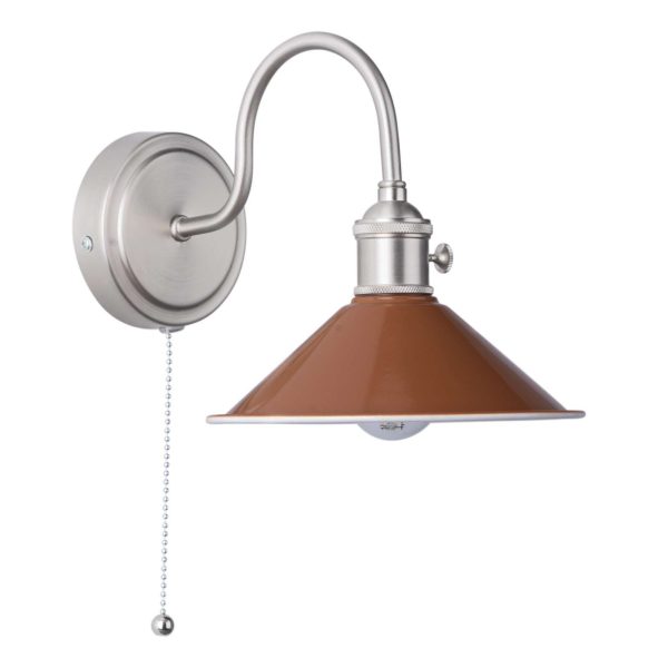 Hadano Wall Light Antique Chrome With Umber Shade - Image 2