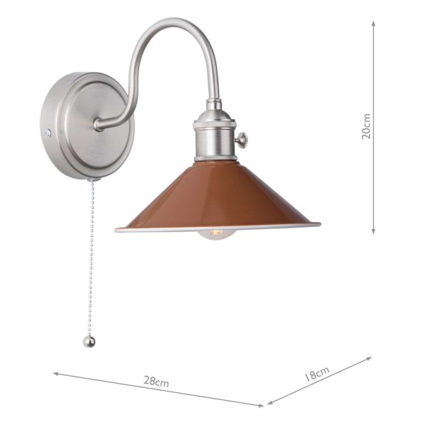 Hadano Wall Light Antique Chrome With Umber Shade - Image 3