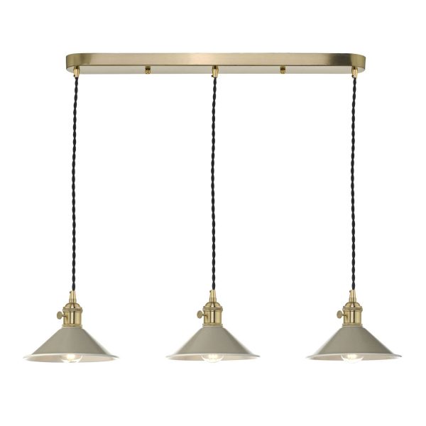 Hadano 3 Light Brass Suspension With Cashmere Shades