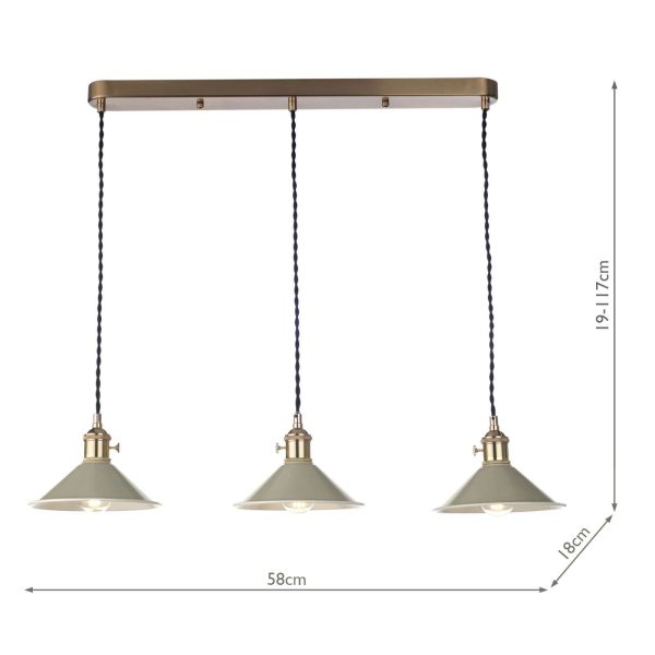 Hadano 3 Light Brass Suspension With Cashmere Shades - Image 6