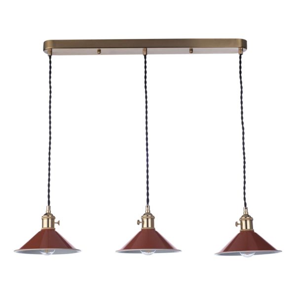 Hadano 3 Light Brass Suspension With Umber Shades - Image 2