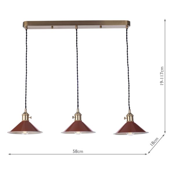 Hadano 3 Light Brass Suspension With Umber Shades - Image 3