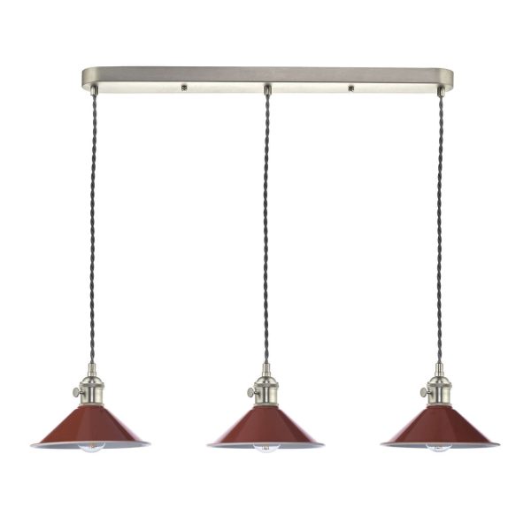 Hadano 3 Light Antique Chrome Suspension With Umber Shades - Image 2