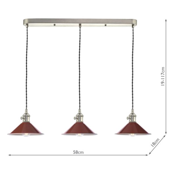 Hadano 3 Light Antique Chrome Suspension With Umber Shades - Image 3