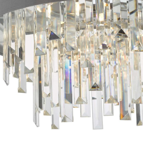 Halle 4 Light Flush Grey Shade Crystal - Image 3