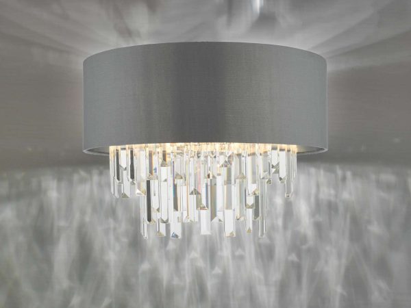 Halle 4 Light Flush Grey Shade Crystal - Image 4