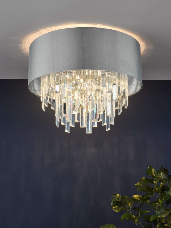 Halle 4 Light Flush Grey Shade Crystal - Image 5