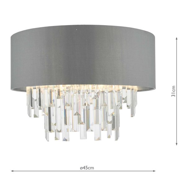 Halle 4 Light Flush Grey Shade Crystal - Image 6