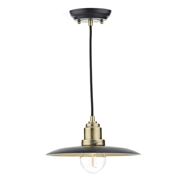 Hannover 1 Light Pendant Black/Antique Brass - Image 3