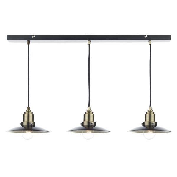 Hannover 3 Light Bar Pendant Black/ Antique Brass - Image 3