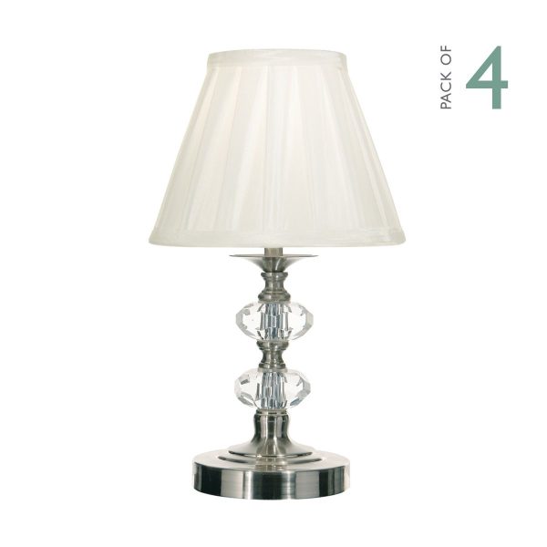 Hazel Touch Table Lamp Satin Chrome Crystal complete with Shade - Image 4