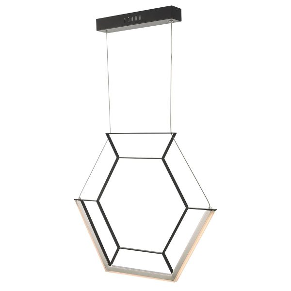 Hexagon 1lt Pendant Black LED