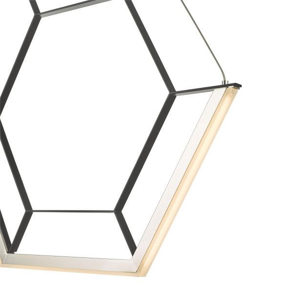 Hexagon 1lt Pendant Black LED - Image 2