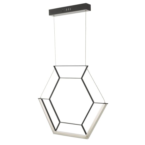 Hexagon 1lt Pendant Black LED - Image 4