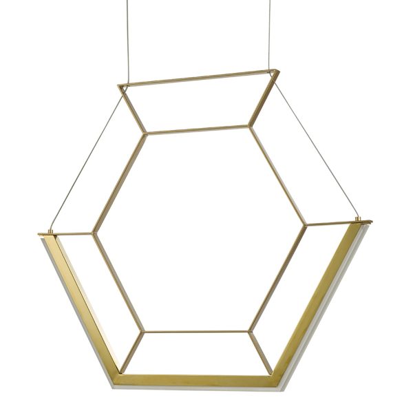 Hexagon 1lt Pendant Gold LED - Image 3