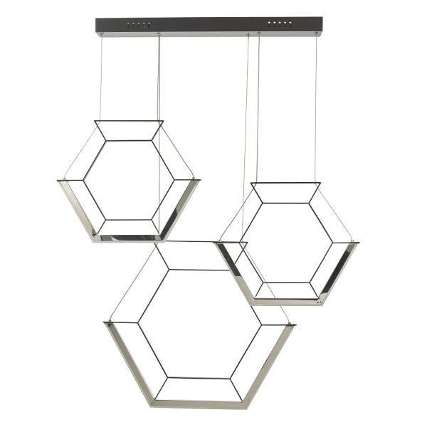 Hexagon 3lt Pendant Black LED - Image 3