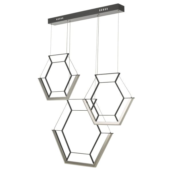 Hexagon 3lt Pendant Black LED - Image 2