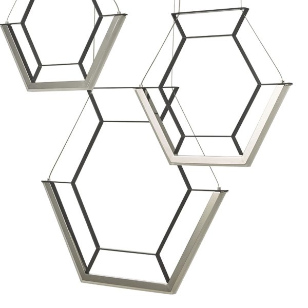 Hexagon 3lt Pendant Black LED - Image 5