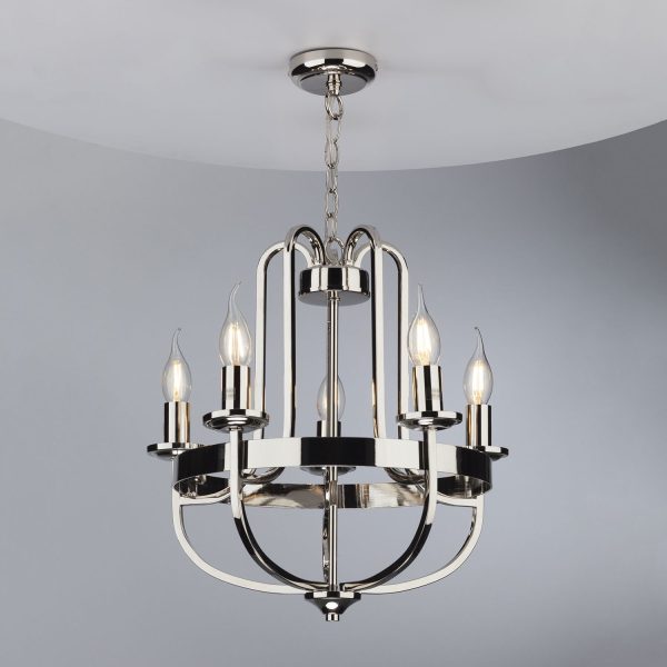 Heythrope 5 Light Pendant Polished Nickel - Image 5