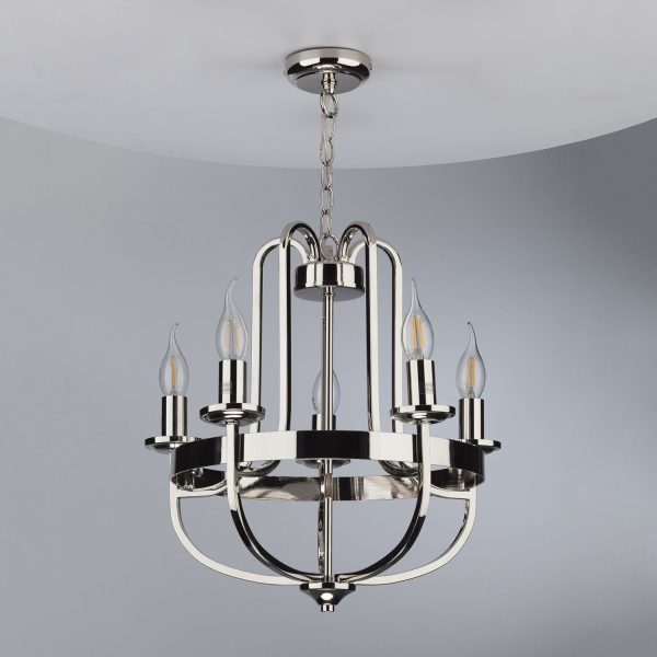 Heythrope 5 Light Pendant Polished Nickel - Image 6