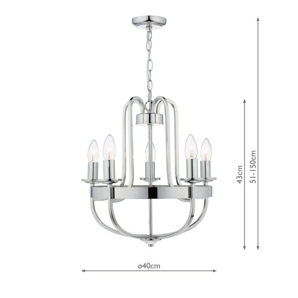 Heythrope 5 Light Pendant Polished Nickel - Image 8