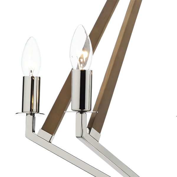 Hotel 5 Light Pendant Polished Nickel Wood