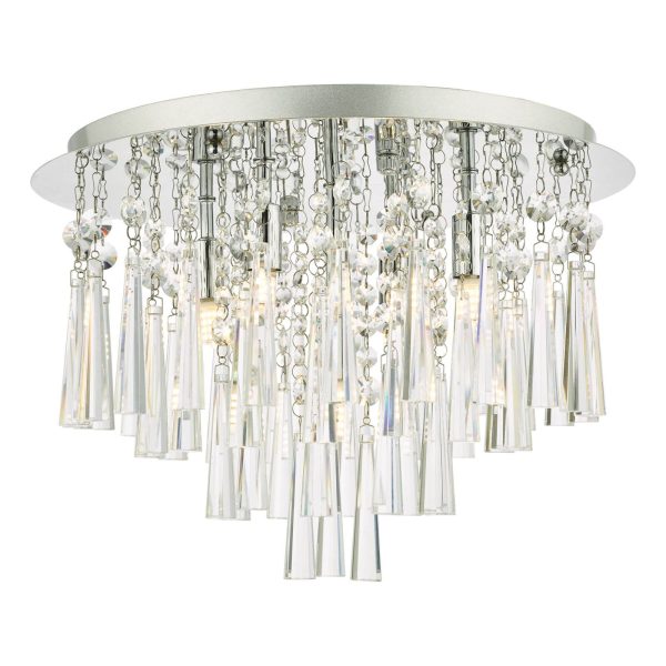 Iclyn 5 Light Flush Polished Chrome Crystal