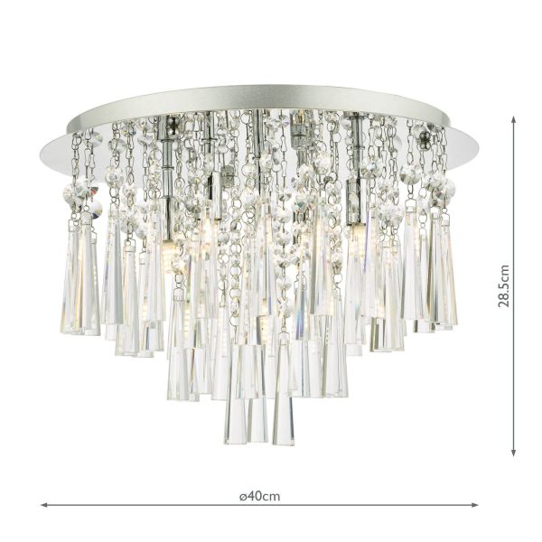 Iclyn 5 Light Flush Polished Chrome Crystal - Image 8