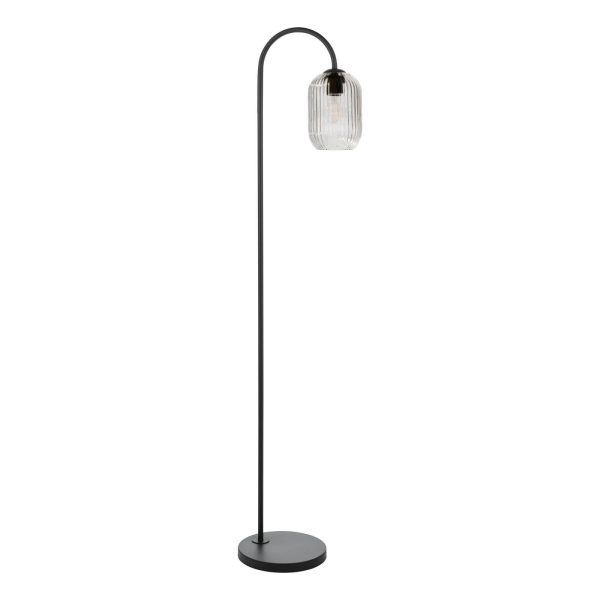 Idra Floor Lamp Matt Black and Ribbed Glass - Image 2