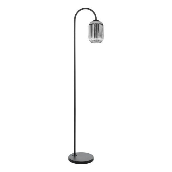 Idra Floor Lamp Matt Black and Smoked Ribbed Glass - Image 2