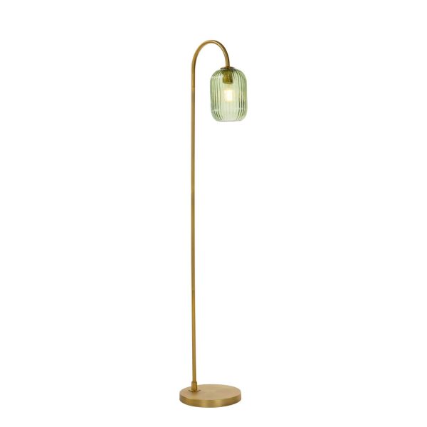 Idra Floor Lamp Aged Bronze and Green Ribbed Glass