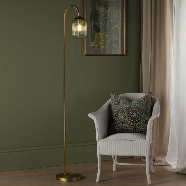 Idra Floor Lamp Aged Bronze and Green Ribbed Glass - Image 3