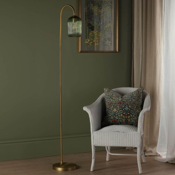 Idra Floor Lamp Aged Bronze and Green Ribbed Glass - Image 4