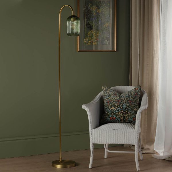 Idra Floor Lamp Aged Bronze and Green Ribbed Glass - Image 6