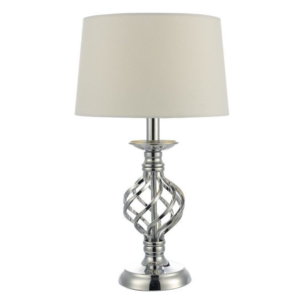 Iffley Touch Table Lamp Polished Chrome Twist Cage Base With Shade - Small - Image 3