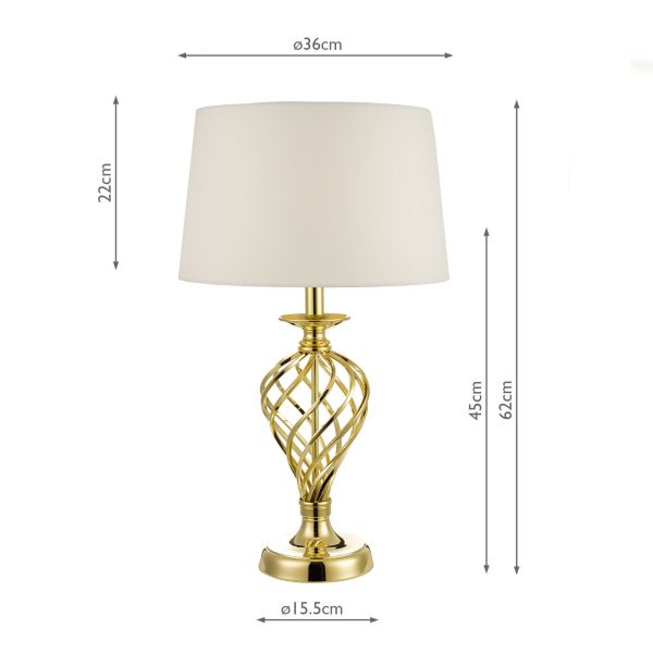 Iffley Touch Table Lamp Gold Cage Twist Base With Shade - Large - Image 3