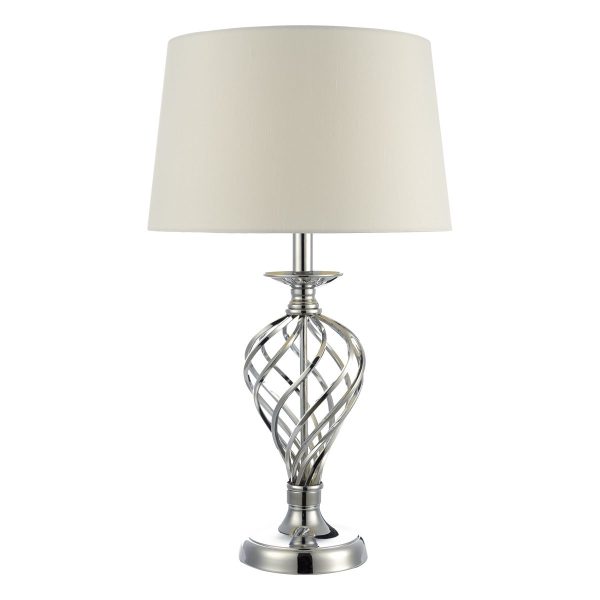 Iffley Touch Table Lamp Polished Chrome Twist Cage Base With Shade - Large - Image 3