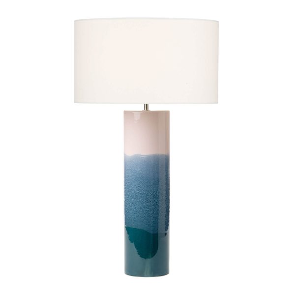 Ignatio Table Lamp Ceramic Pink & Blue With Shade