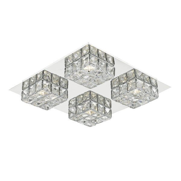 Imogen LED flush glass faceted squares Polished Chrome frame - Image 3