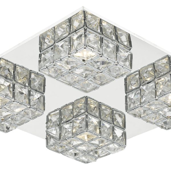 Imogen LED flush glass faceted squares Polished Chrome frame - Image 2