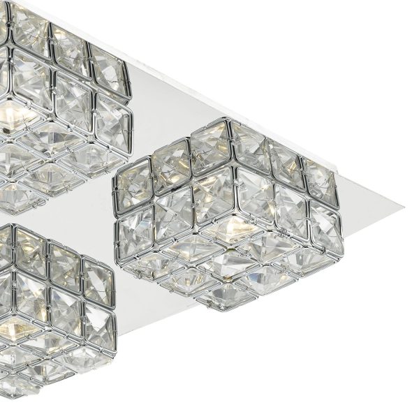 Imogen LED flush glass faceted squares Polished Chrome frame